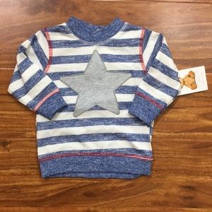 NWT New Rene Rofe Baby Boy Blue Stripe Star Sweatshirt Size 6-9M